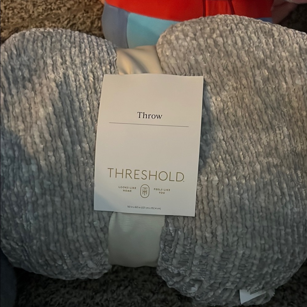 Threshold Plush Silver Throw Blanket
